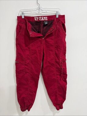 VIP Men's Burgundy Cargo Pants with Elastic Cuffs